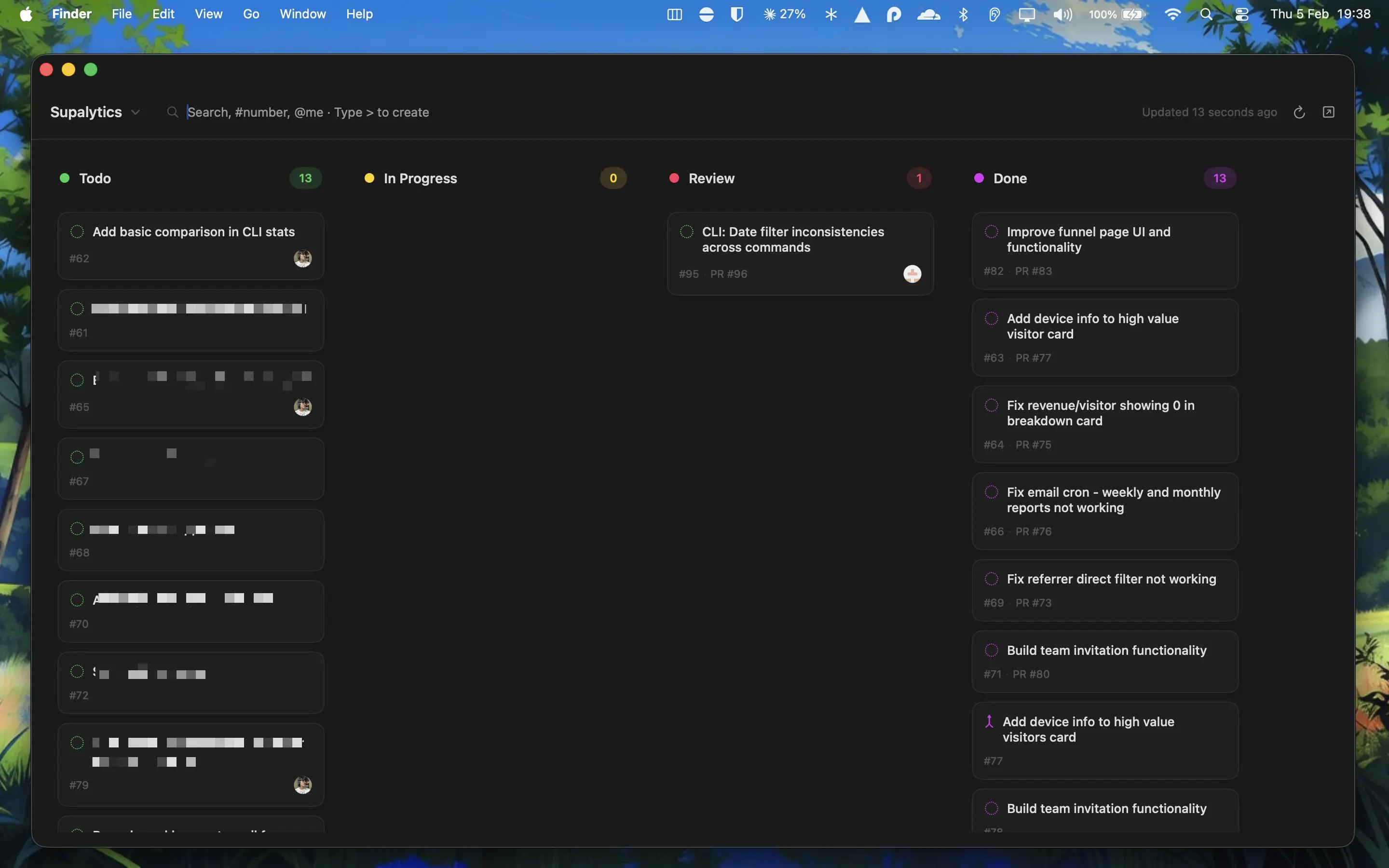 GitBoard kanban board
